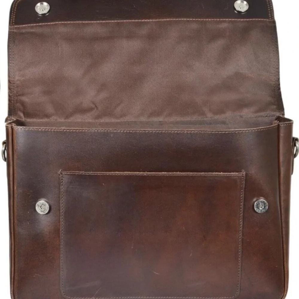 Handcrafted Full Grain Leather Briefcase for Men, Fits 15.6